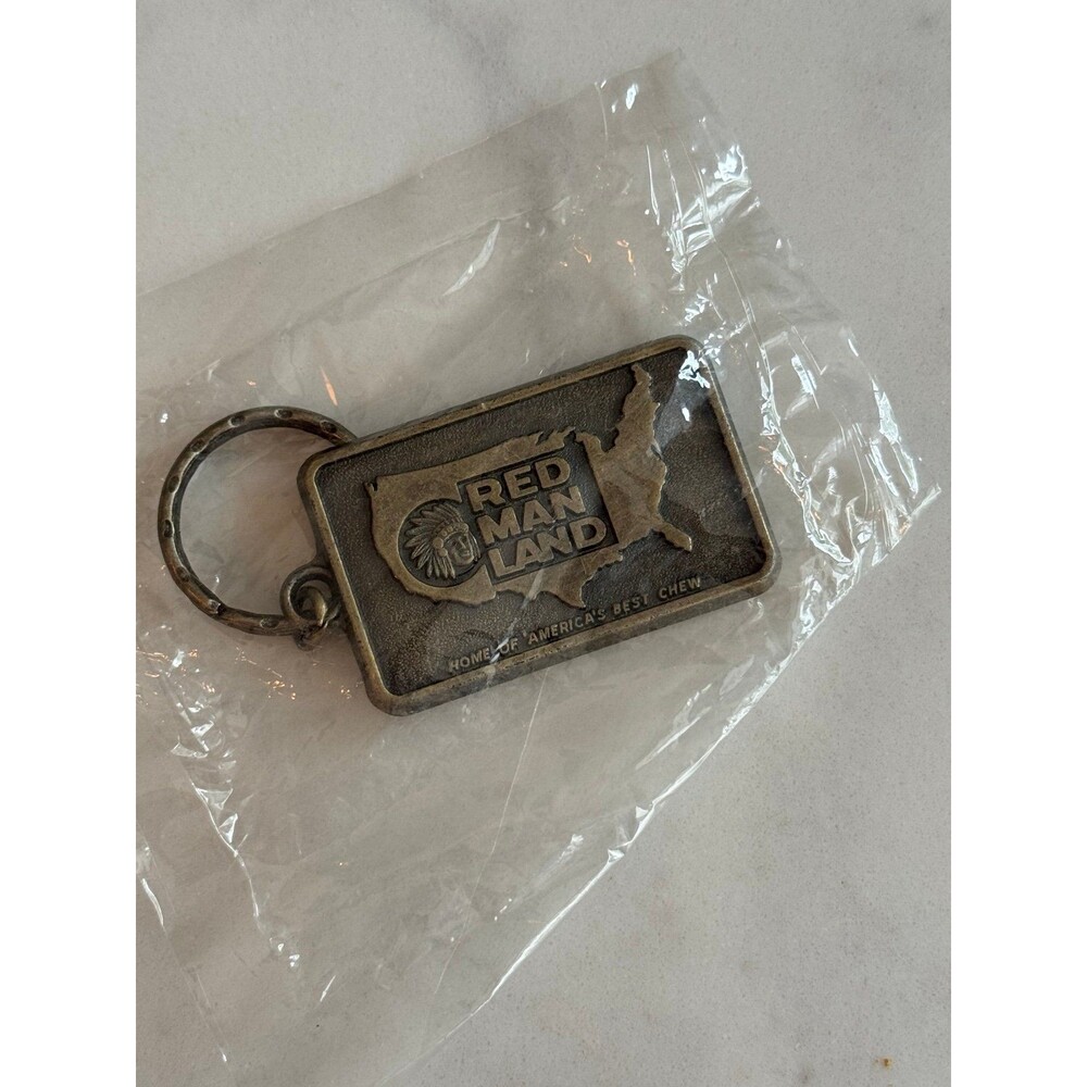 Vintage Red Man Land Keychain - Home of America's Best Chew